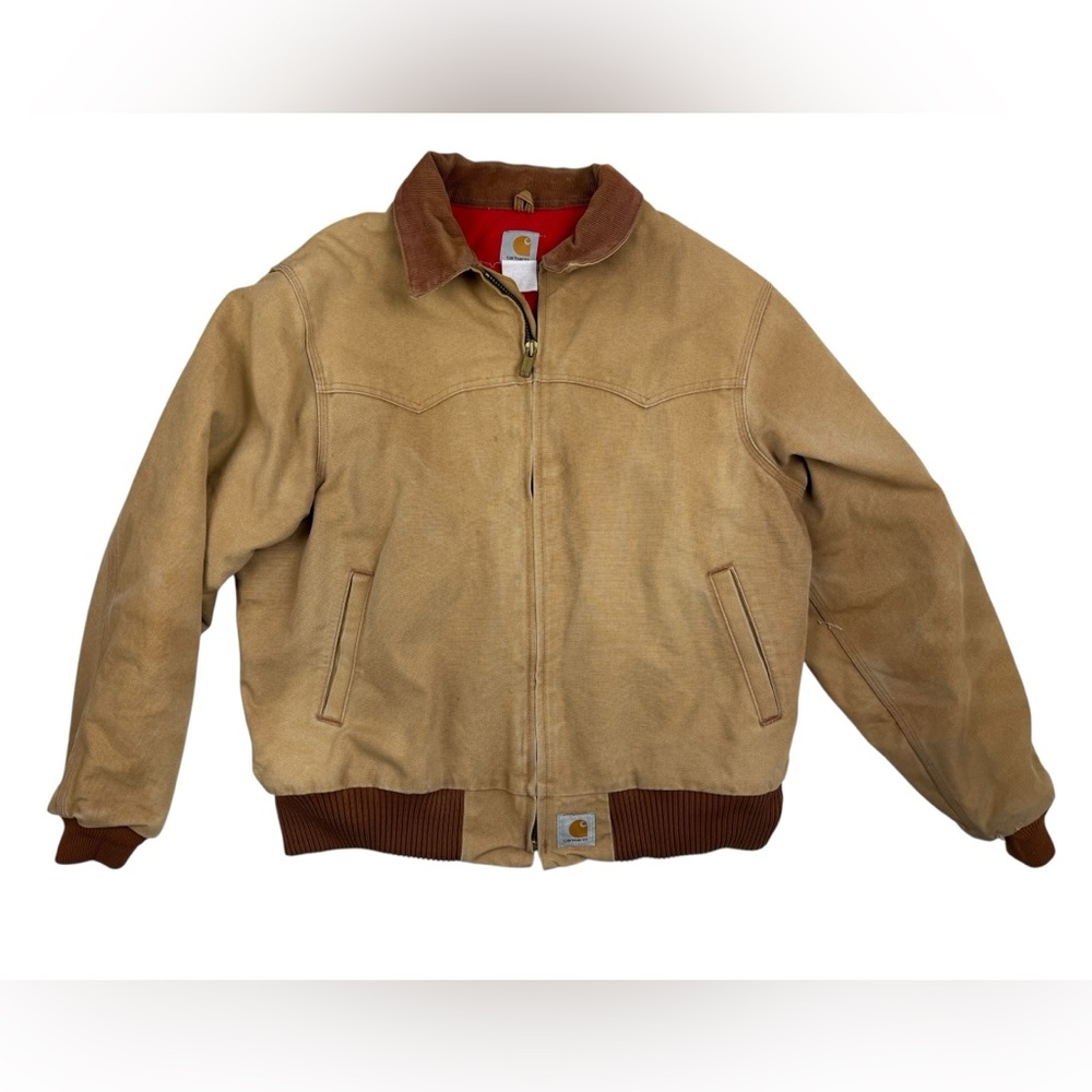 Vintage Carhartt Jacket Santa Fe Brown Red Quilted Lined J13 XL VTG